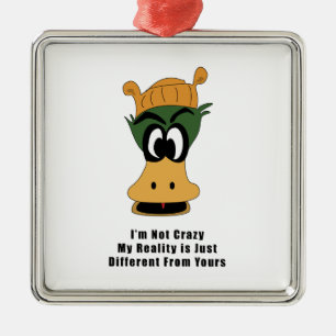 Crazy Green Cartoon Duck Different Reality Metalen Ornament