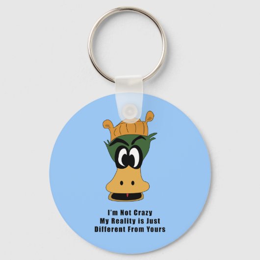 Crazy Green Cartoon Duck Different Reality Sleutelhanger (Voorkant)