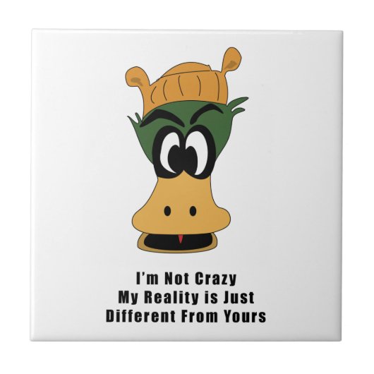 Crazy Green Cartoon Duck Different Reality Tegeltje (Voorkant)