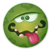 Crazy Green Monster Face Keramische Knop (Voorkant)