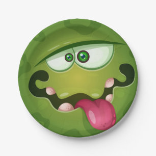 Crazy Green Monster Face Papieren Bordje