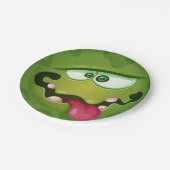 Crazy Green Monster Face Papieren Bordje (Gekanteld)