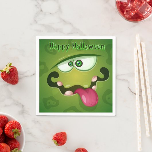Crazy Green Monster Face Servet (Insitu)