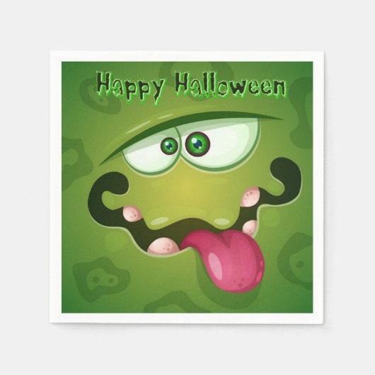 Crazy Green Monster Face Servet (Voorkant)