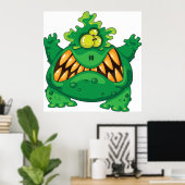 Crazy Green Monster Poster (Thuiskantoor)