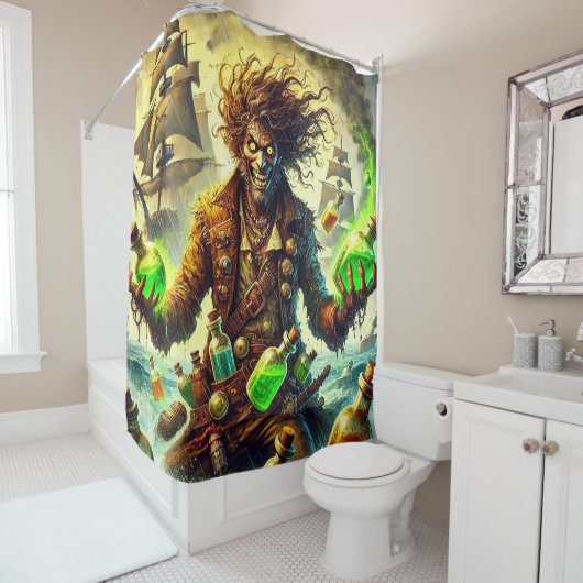 Crazy Green Potion Man Douchegordijn (In situ)