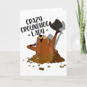 Crazy Groundhog Damesdag 2 februari Grappige Verja Kaart