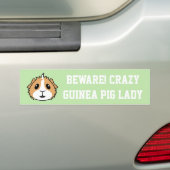Crazy Guinea Pig Woman Car Bumpersticker (Op auto)