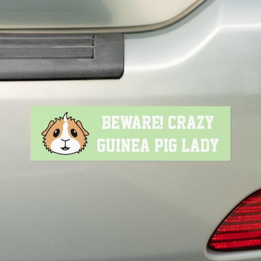 Crazy Guinea Pig Woman Car Bumpersticker (Op auto)