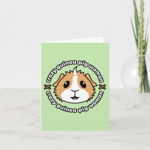 Crazy Guinea Pig Woman Greetings Card Kaart