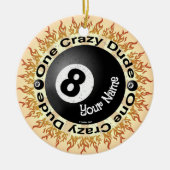 Crazy guy Eightball Keramisch Ornament (Voorkant)