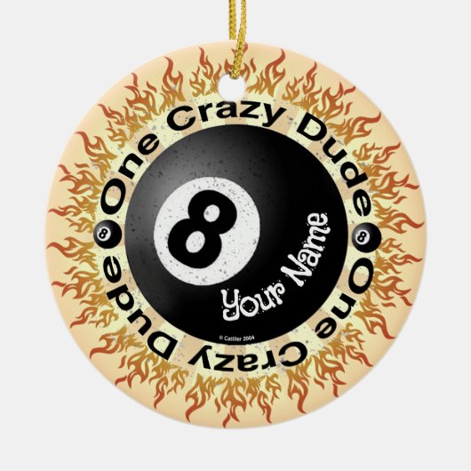 Crazy guy Eightball Keramisch Ornament (Voorkant)