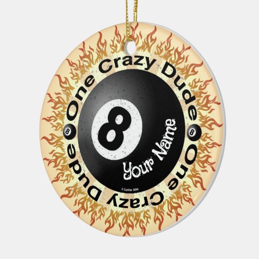 Crazy guy Eightball Keramisch Ornament (Links)