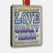 Crazy Hair Love Face Metalen Ornament (Rechts)
