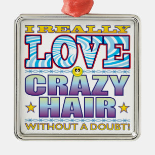 Crazy Hair Love Face Metalen Ornament