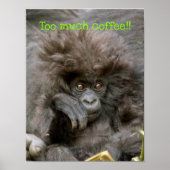 Crazy Hair Monkey te veel koffie Poster (Voorkant)