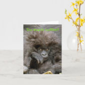 Crazy Hair Monkey voor veel koffie Notecard Kaart (Gele Bloem)