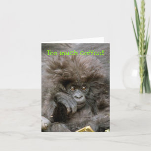 Crazy Hair Monkey voor veel koffie notiecard Kaart