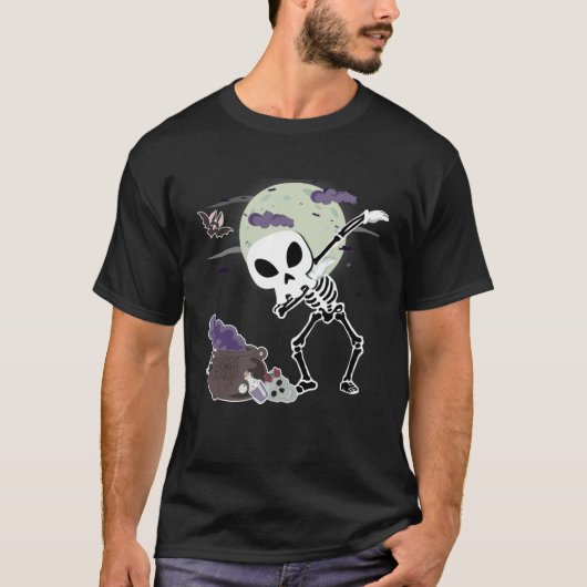Crazy Halloween Alien Skull Dab Kids Skeleton Dabb T-shirt (Voorkant)