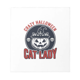 Crazy Halloween Kat Lady Vintage Heks Kat Shirt_1 Notitieblok