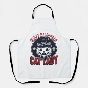 Crazy Halloween Kat Lady Vintage Heks Kat Shirt_1 Schort