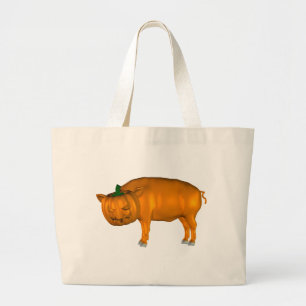 Crazy Halloween Pig Grote Tote Bag
