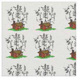 Crazy Ham Radio House Fabric Stof