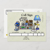 Crazy Ham Radio Rig met Hula Girl Lamp QSL-kaart Briefkaart (Voorkant / Achterkant)