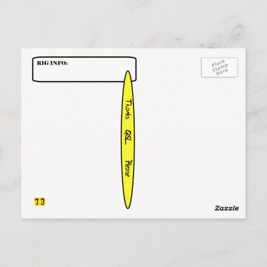 Crazy Ham Radio Rig met Hula Girl Lamp QSL-kaart Briefkaart (Achterkant)