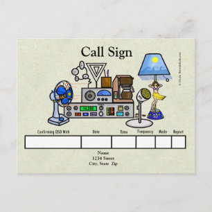 Crazy Ham Radio Rig met Hula Girl Lamp QSL-kaart Briefkaart