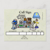 Crazy Ham Radio Rig met Hula Girl Lamp QSL-kaart Briefkaart (Voorkant)