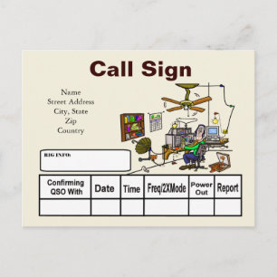 Crazy Ham Shack Cartoon QSL-kaart past het aan! Briefkaart