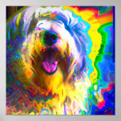 Crazy Happy Old English Sheepdog Portret Poster (Voorkant)