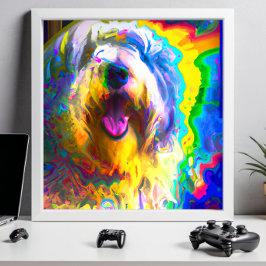 Crazy Happy Old English Sheepdog Portret Poster