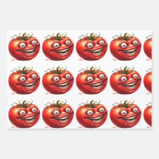 Crazy Happy Tomato Cartoon Funny  Wrapping Paper (Voorkant 2)