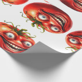 Crazy Happy Tomato Cartoon Funny  Wrapping Paper Cadeaupapier (Hoek)