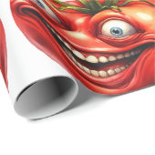 Crazy Happy Tomato Cartoon Funny  Wrapping Paper Cadeaupapier (Rol Hoek)