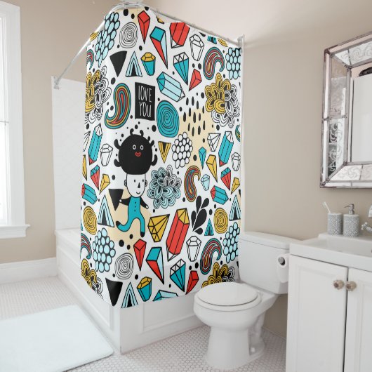 Crazy head douchegordijn (In situ)