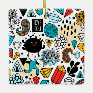 Crazy head keramisch ornament