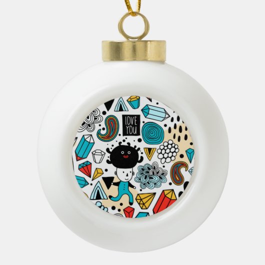 Crazy head keramische bal ornament (Voorkant)