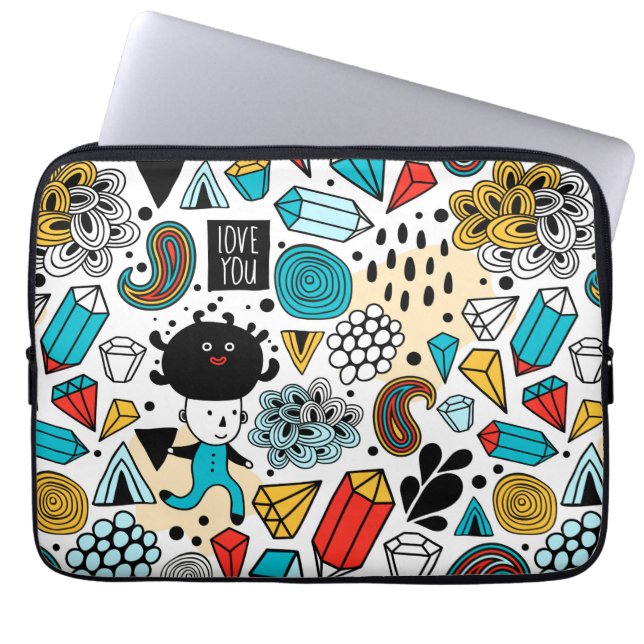 Crazy head laptop sleeve (Voorkant)