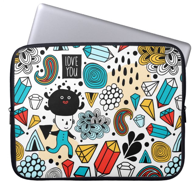 Crazy head laptop sleeve (Voorkant)