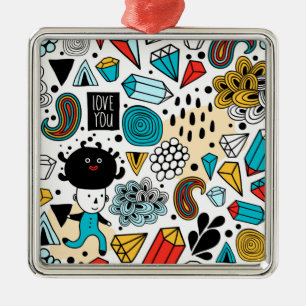 Crazy head metalen ornament