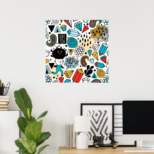 Crazy head poster (Thuiskantoor)