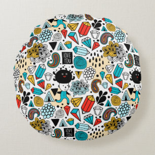 Crazy head rond kussen