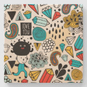 Crazy head stenen onderzetter (Voorkant)