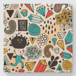 Crazy head stenen onderzetter