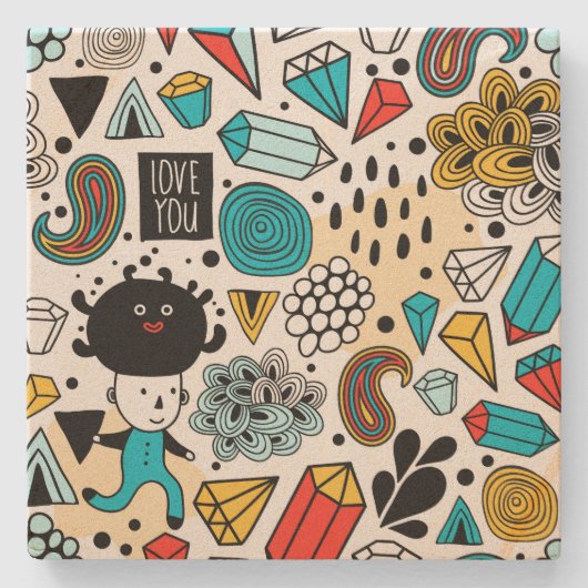 Crazy head stenen onderzetter (Voorkant)