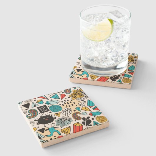 Crazy head stenen onderzetter (Zijkant)