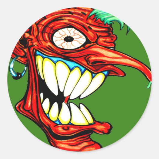 Crazy Head Sticker klein (Voorkant)